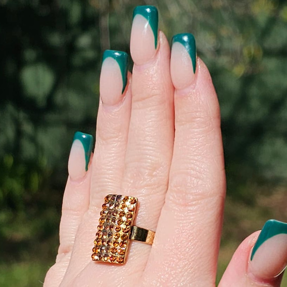 Signed EB Citrine‎ Rhinestone Adjustable Ring - Picture 5 of 5